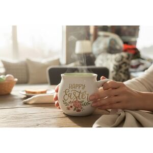 Threshold Easter Mug White Green Gold Floral Very Good Stoneware 2018